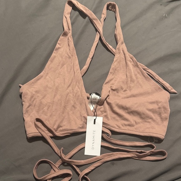 Dynamite Crisscross Halter Top in Mauve - Picture 2 of 5